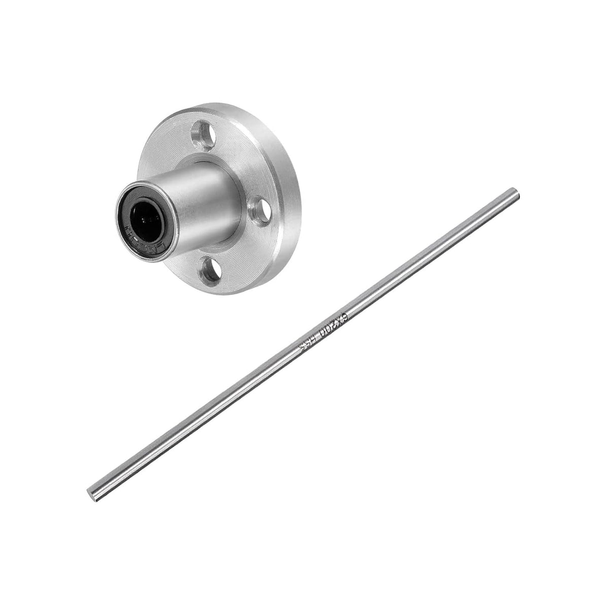 Round Rod 6mm Diameter 200mm Length, LM6UU Round Flange Linear Ball Bearings 6mm Bore Dia 12mm OD 2Pcs