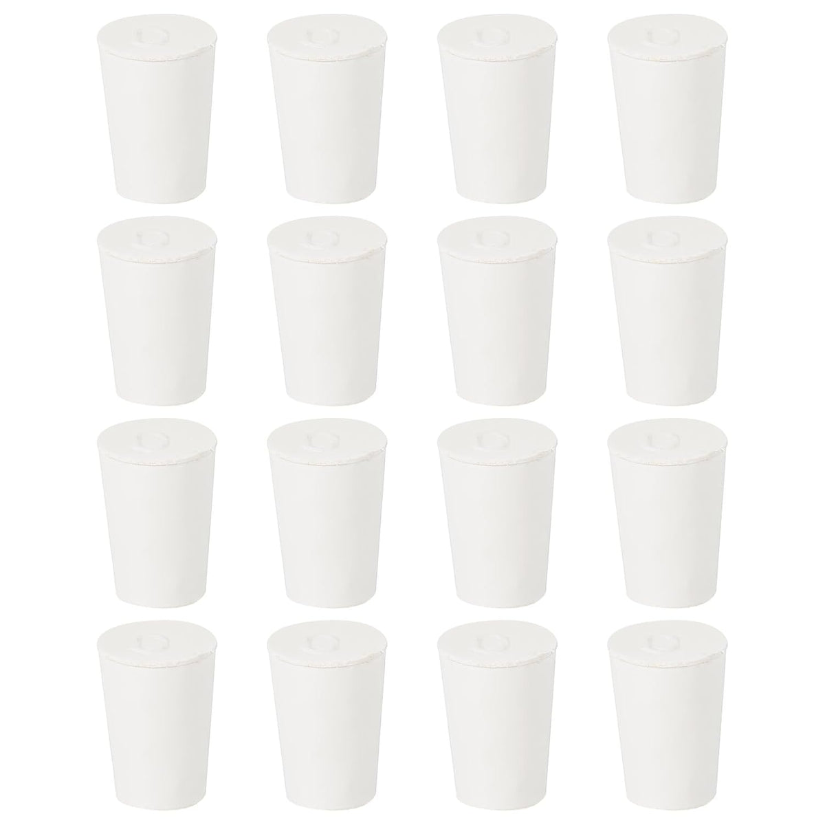 16Pcs Solid Rubber Stoppers, White 0# Tapered Lab Plugs Lab Seal Tube Stopper Plug for Industry and Laboratories, 17x13x24mm