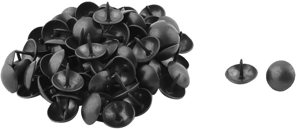Metal Home Table Chair Round Cap Thumb Tack Nail Pushpin 14 x 13mm 100pcs Black