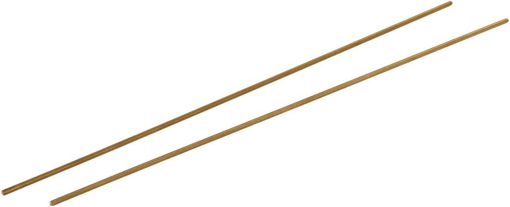 M2.5 x 250mm Male Threaded 0.45mm Pitch All Thread Brass Rod Bar Studs 2 Pcs