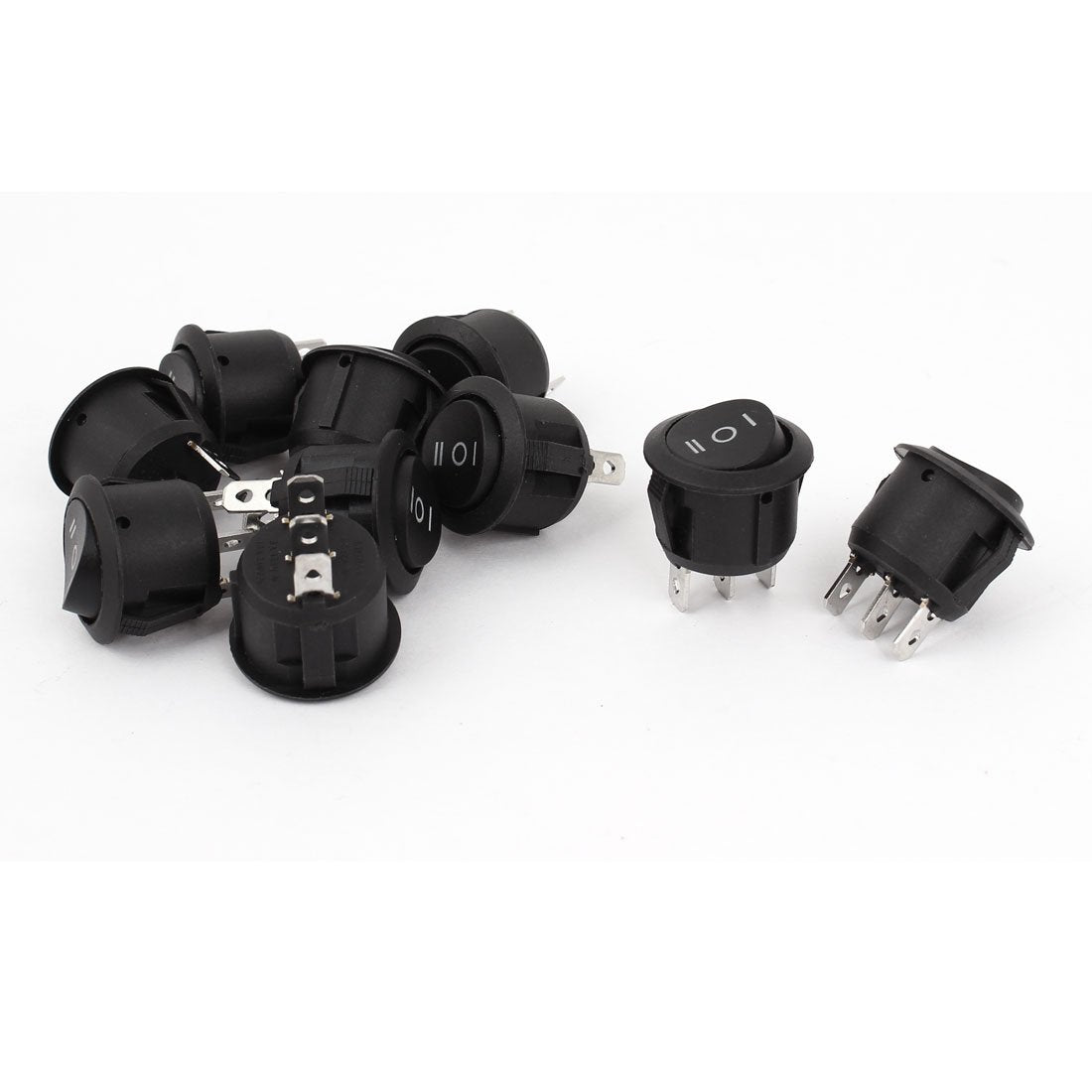 a14120500ux0206 SPDT 3 Poles Push Button Switch, 10 Piece, AC 250V, 6 Amp, AC 125V, 10 Amp, KCD1-2, 20 mm Mount Diameter