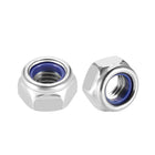 Hex Lock Nuts - M8 x 1.25mm Stainless Steel Nylon Insert Self-Locking Nuts for Fasteners, 5Pcs Silver Tone