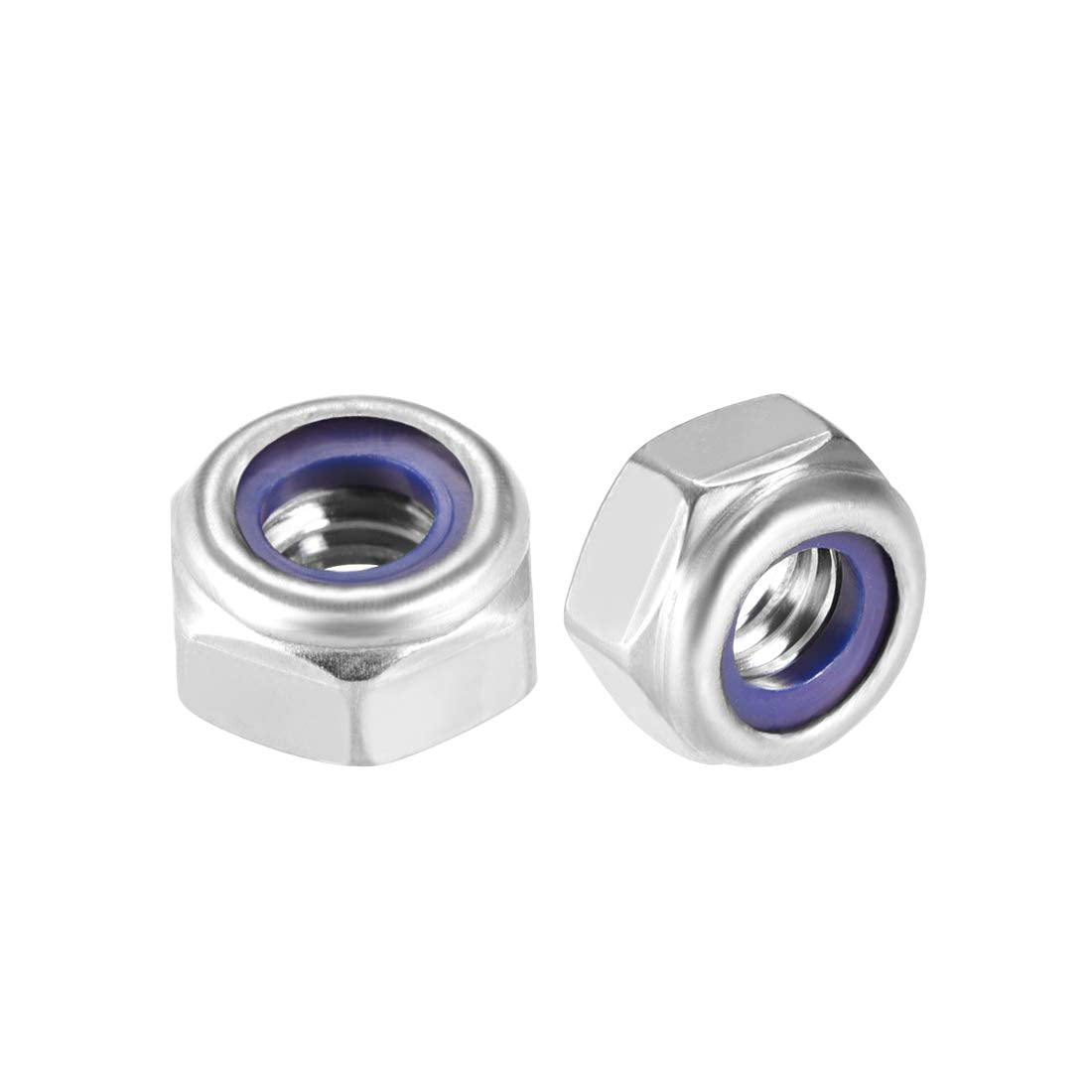 Hex Lock Nuts - M6 x 1mm 316 Stainless Steel Nylon Insert Self-Locking Nuts for Fasteners, 10Pcs Silver Tone