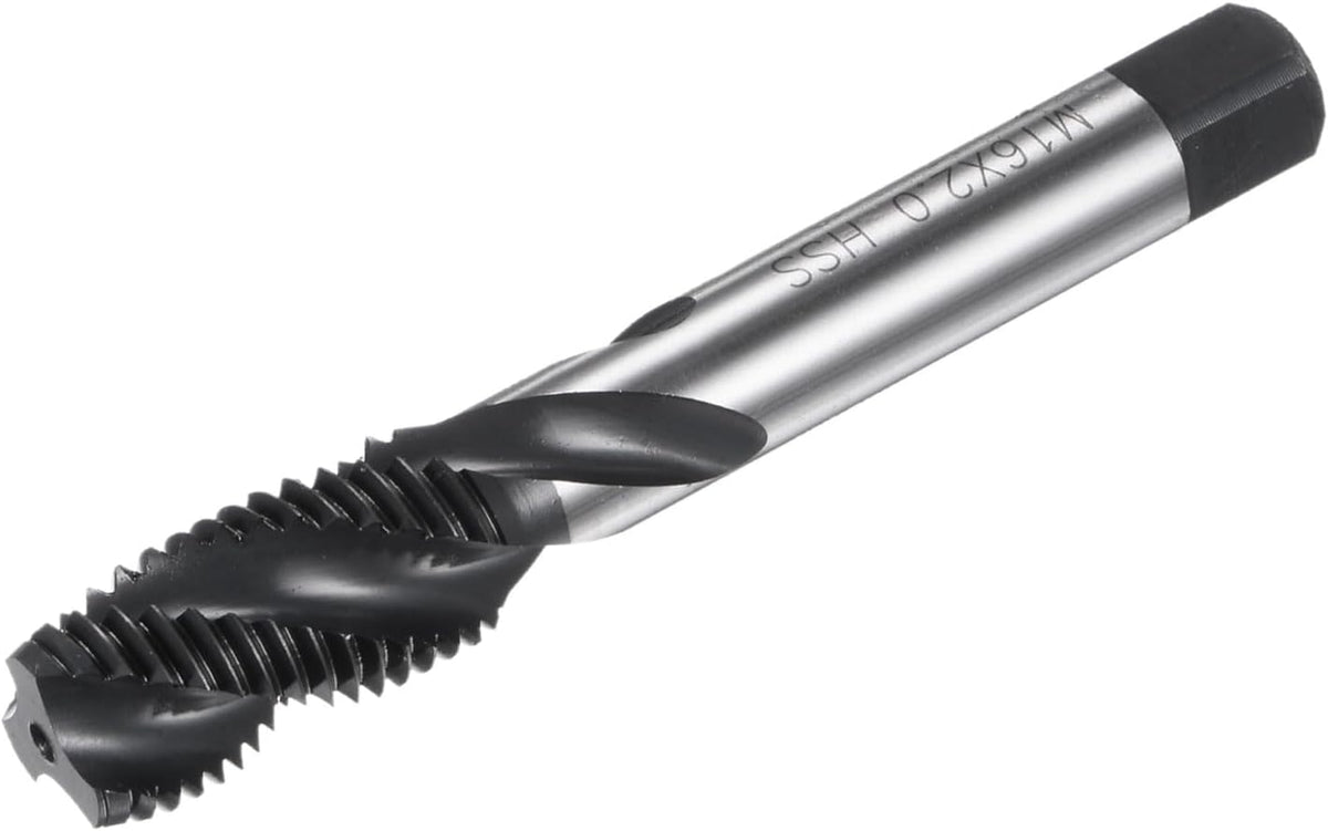 Metric Spiral Flute Thread Tap, M16 x 2 H2 Screw Threading Tap, Nitride Coated M2 High Speed Steel Machine Tapping Tools for Machinist Repair