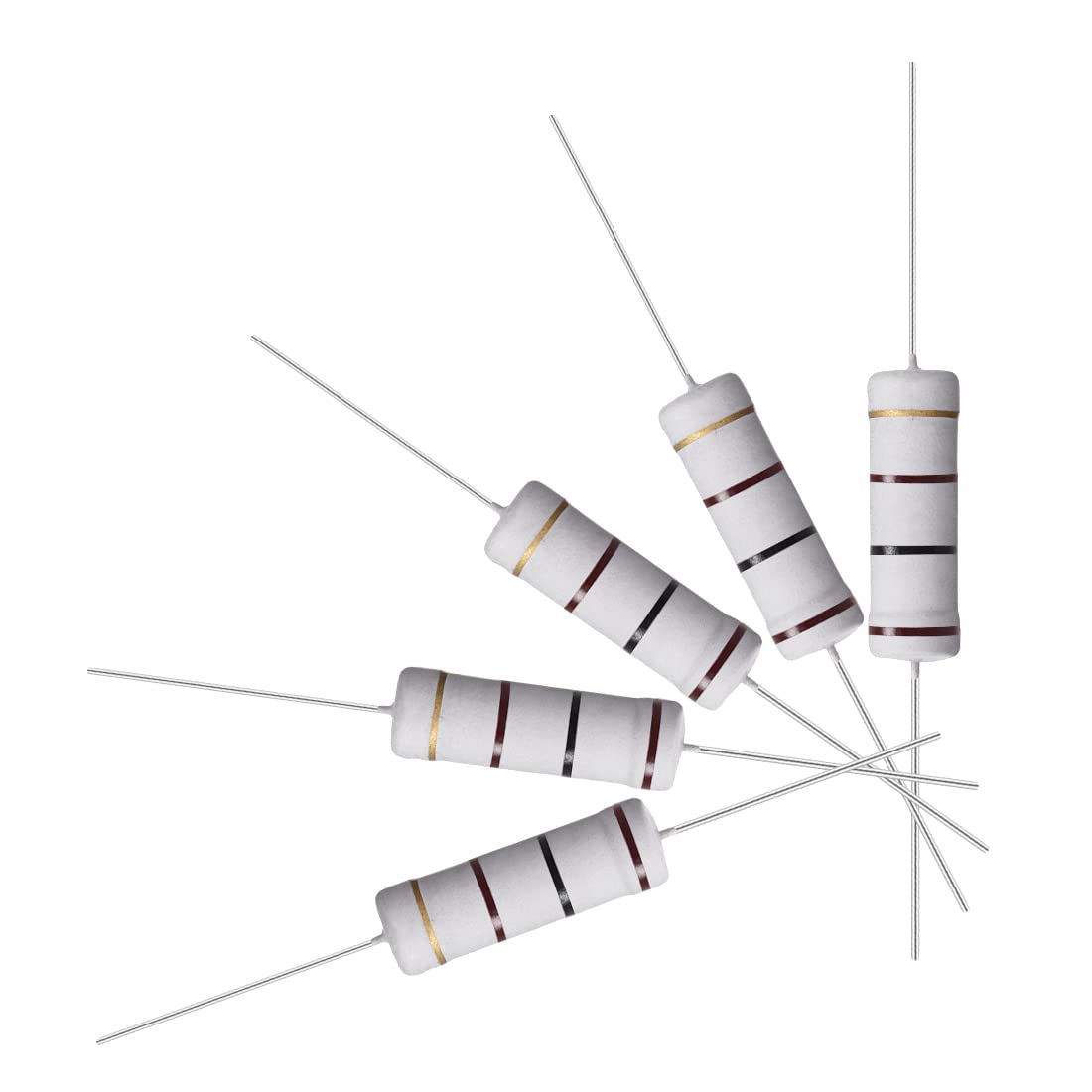 50Pcs 100 Ohm Resistor, 5W 5% Tolerance Metal Oxide Film Resistors, Axial Lead, Flame Proof for DIY Electronic Projects and Experiments