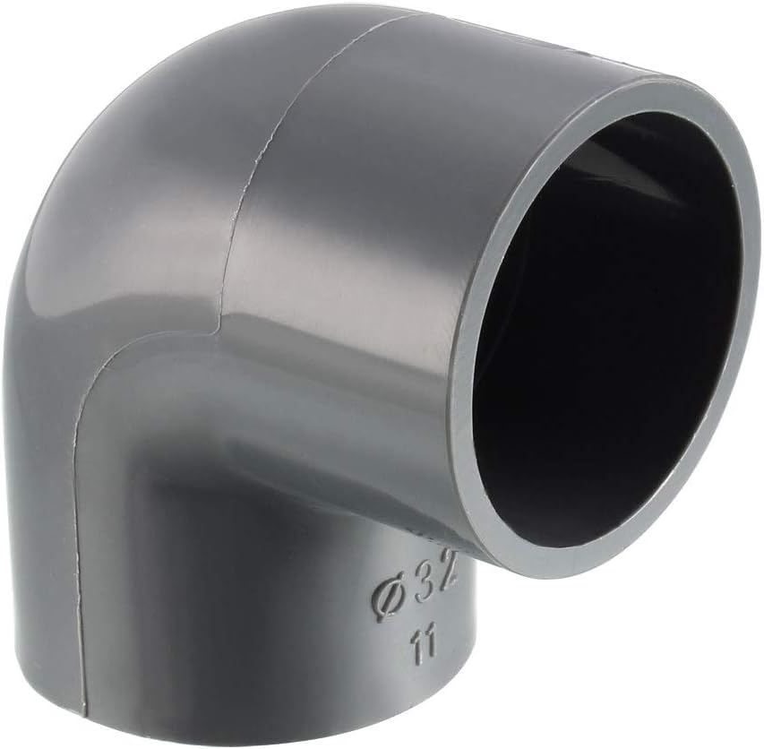 PVC Pipe Fitting 32mm Slip Socket 90 Degree Elbow Coupling Connector Gray 5Pcs