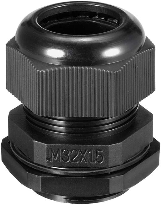 M32 Cable Gland Waterproof Plastic Joint Adjustable Locknut Black for 16mm-21mm Dia Cable Wire