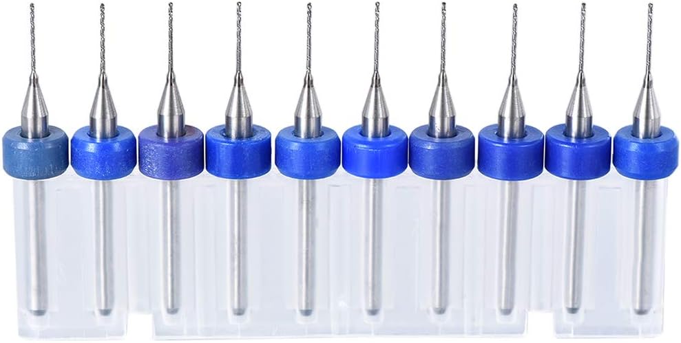 PCB Drill Bits 0.5mm Tungsten Carbide Rotary Tool Jewelry CNC Engraving Print Circuit Board Micro Drill Bits 1/8 Inch Shank 1 Set (10 Pcs)