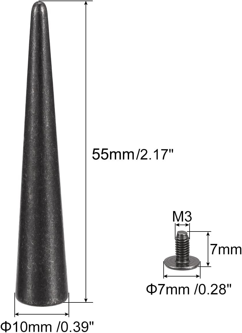 10x55mm مقلعات مسامير خلفية، 10 مجموعات درجات جلد صلب للصناعة الذاتية أسود