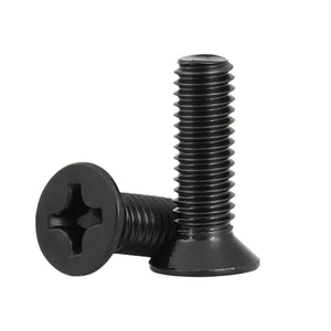 #10-24 x 3/4'' (50Pack) Flat Head Machine Screw, Phillips Drive, Black Oxide 304 Stainless Steel 18-8, Bright Finish, Fully Machine Thread