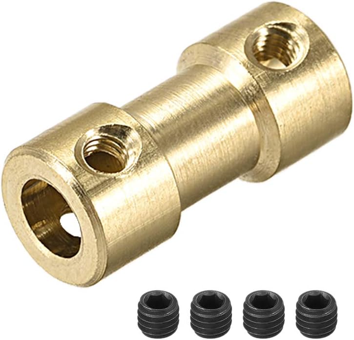 3.17mm to 5mm Bore Rigid Coupling, 20mm Length 9mm Diameter, Copper Shaft Coupler Connector, Brass Tone 4Pcs