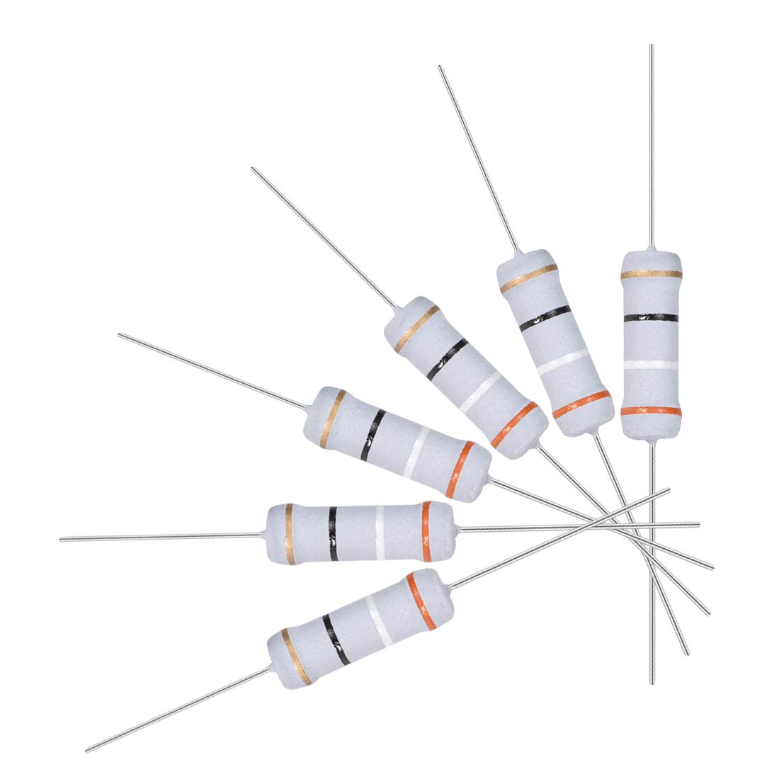 30Pcs 39 Ohm Resistor, 2W 5% Tolerance Metal Oxide Film Resistors, Axial Lead, Flame Proof for DIY Electronic Projects and Experiments