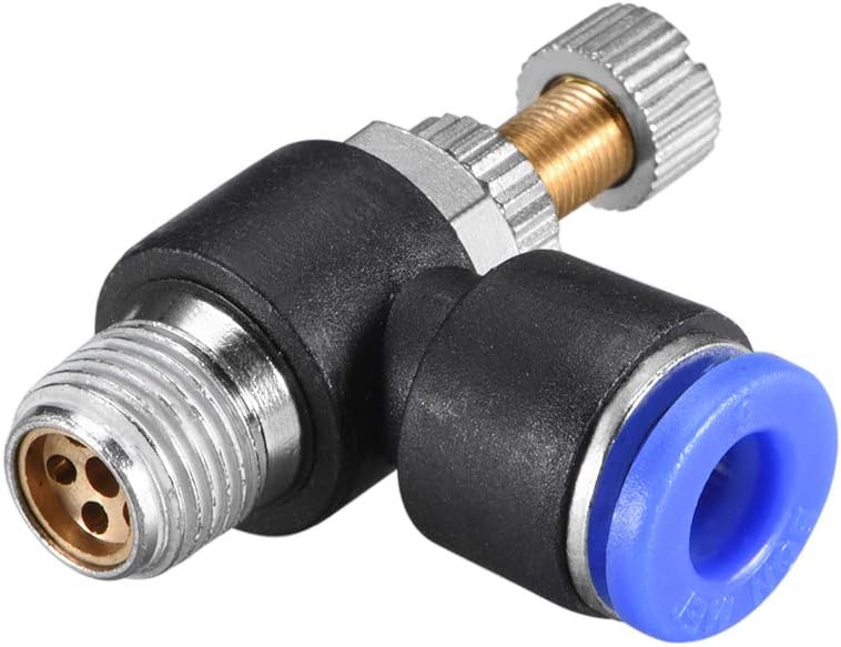 Push to Connect Air Flow Control Valve,Elbow,6mm OD x G1/8 Male Thread,Pneumatic Flow Speed Controller Valve,Blue
