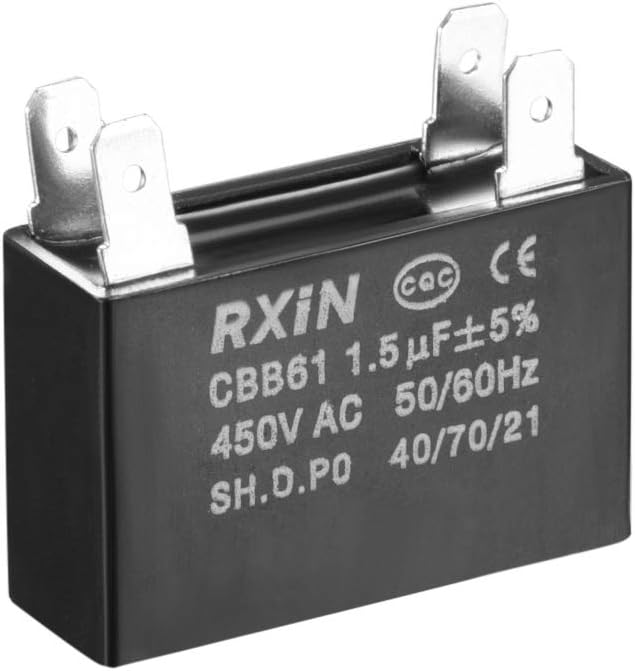 Ceiling Fan Capacitor CBB61 1.5uF 450V AC Double Insert Metalized Polypropylene Film Capacitors 36.5x11x24.5mm for Water Pump Motor Generator