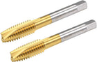 Spiral Point Plug Threading Tap UNC 1/2-12 Thread, Ground Threads H2 3 Flutes, High Speed Steel HSS 6542, Titanium Coated, Round Shank with Square End, 2pcs