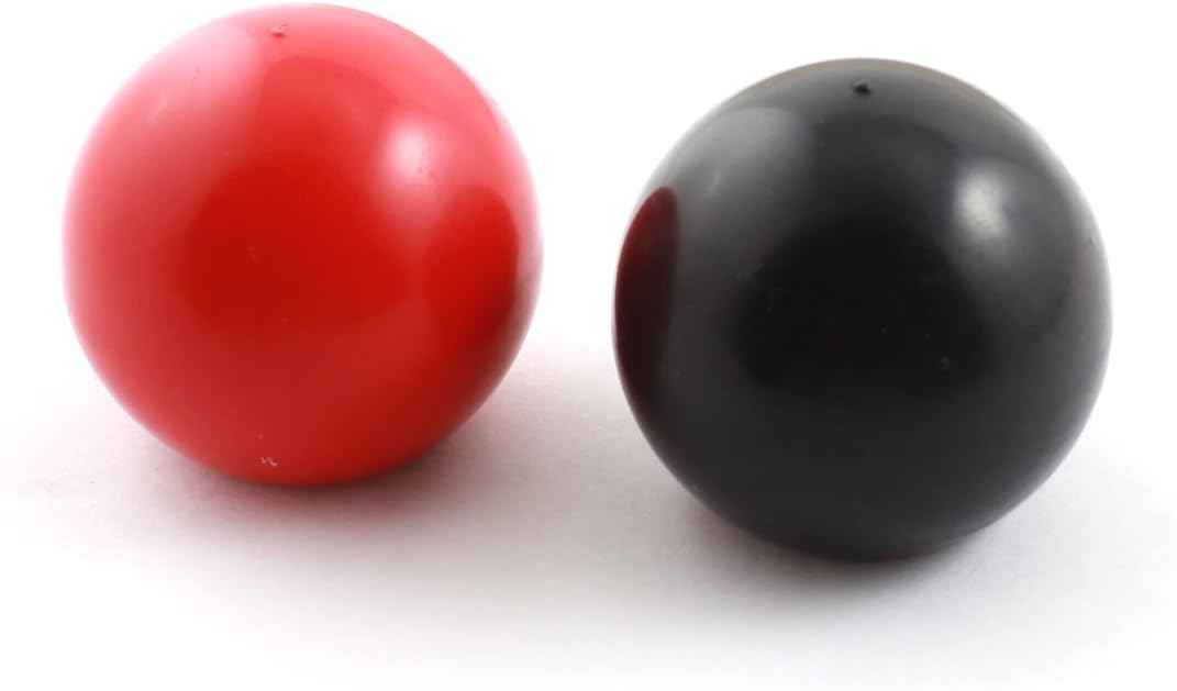 2Pcs M12x40mm Thread Round Plastic 40mm Dia Ball Lever Knob Black Red