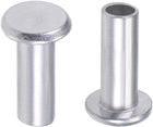 50 Pcs 6mm x 16mm Aluminum Flat Head Semi-Tubular Rivets Silver Tone