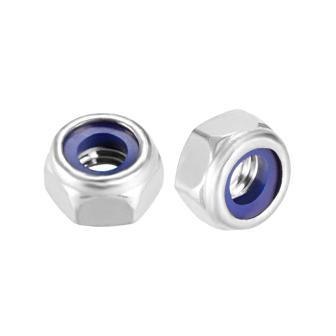 M5 x 0.8mm Nylon Insert Hex Lock Nuts, 316 Stainless Steel, Plain Finish, Pack of 40