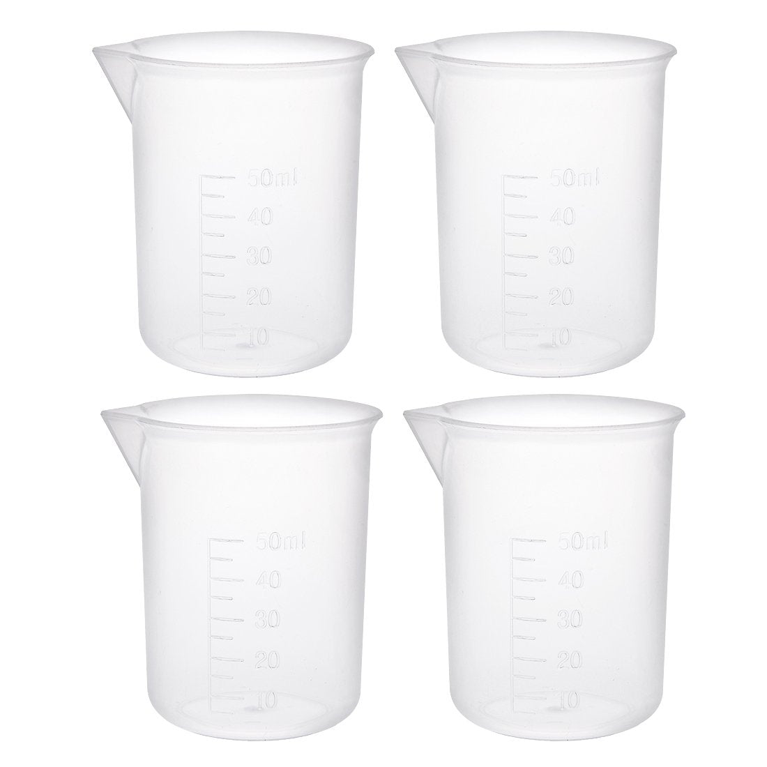 4pcs Transparent Measuring Cup Lab PP Graduated Beaker 50ml
