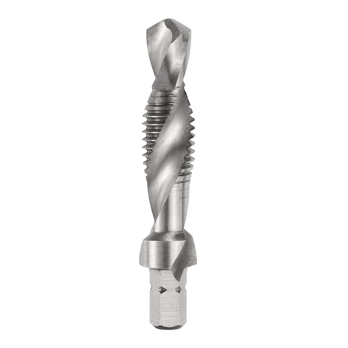 Combination Drill and Tap Bits, Metric M10 x 1.5 Thread 1/4" Hex Shank 4341 High Speed Steel Threading Screw Taps Machine Drilling Tapping Tool Kit