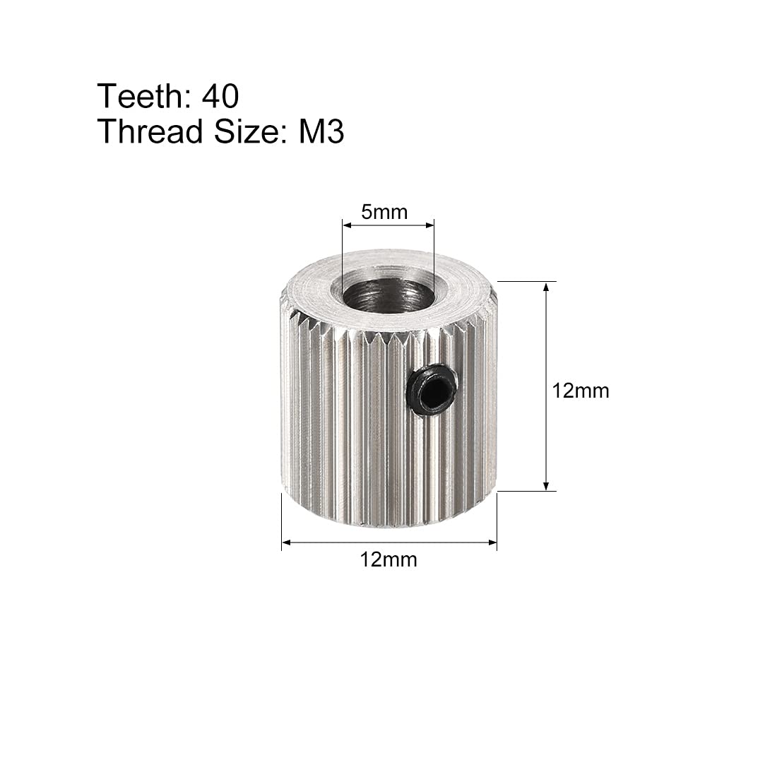 MK7/MK8 Drive Gear Extruder Driver Feeder Gear 40T 5mm(13/64inch) Bore 2pcs