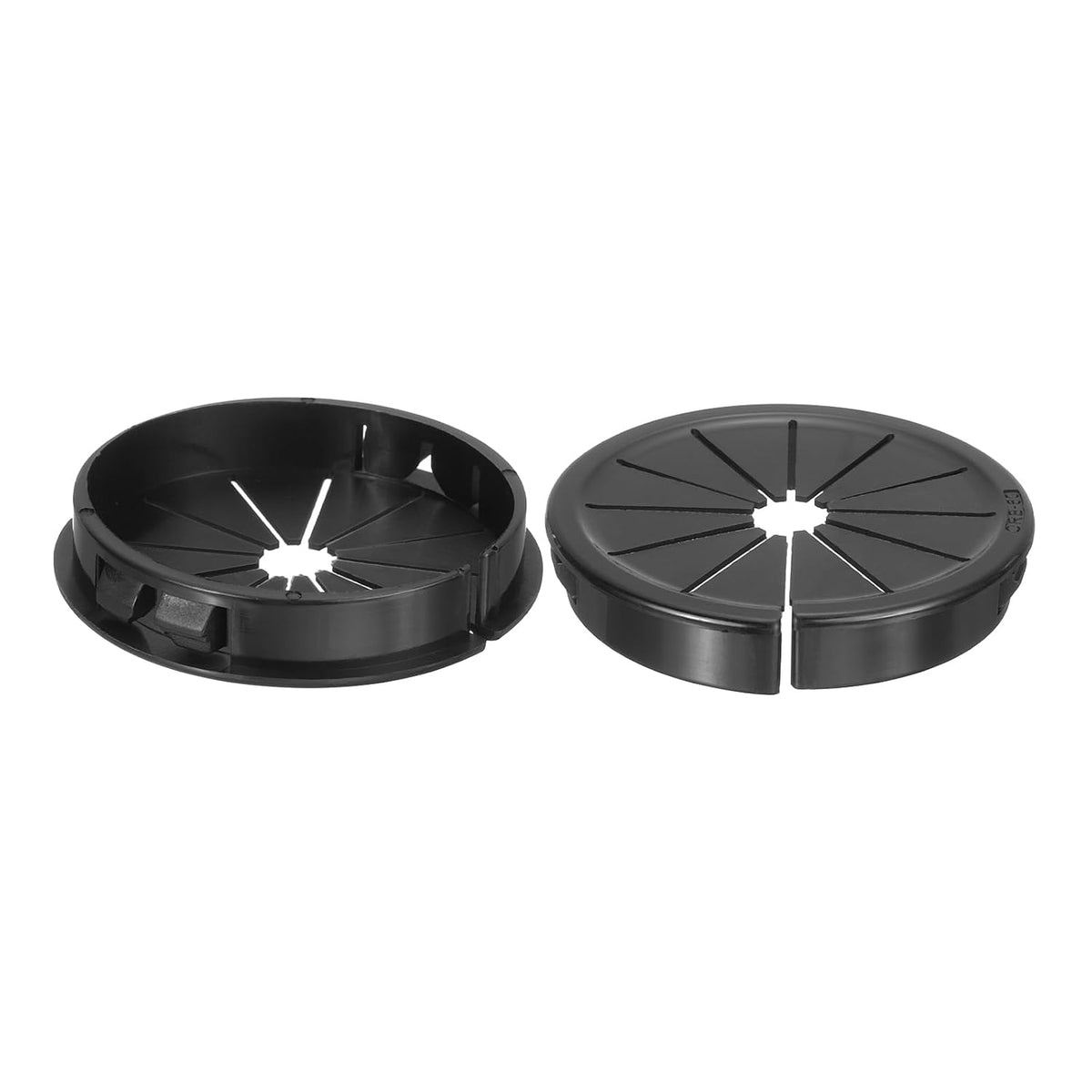 2Pcs Cable Grommets, Snap Bushing Grommet for Holes with 2.36"(60mm) Mounting, Petal-Shaped Buckle Round Nylon Cable Desk Grommet for Cables and Cords Management, Black