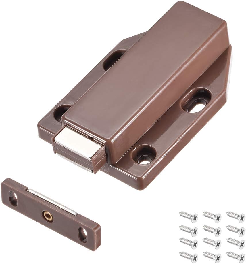 Blocco Magnetico a Singolo Tocco per Porta Armadio Cassetto Marrone 2pezzi