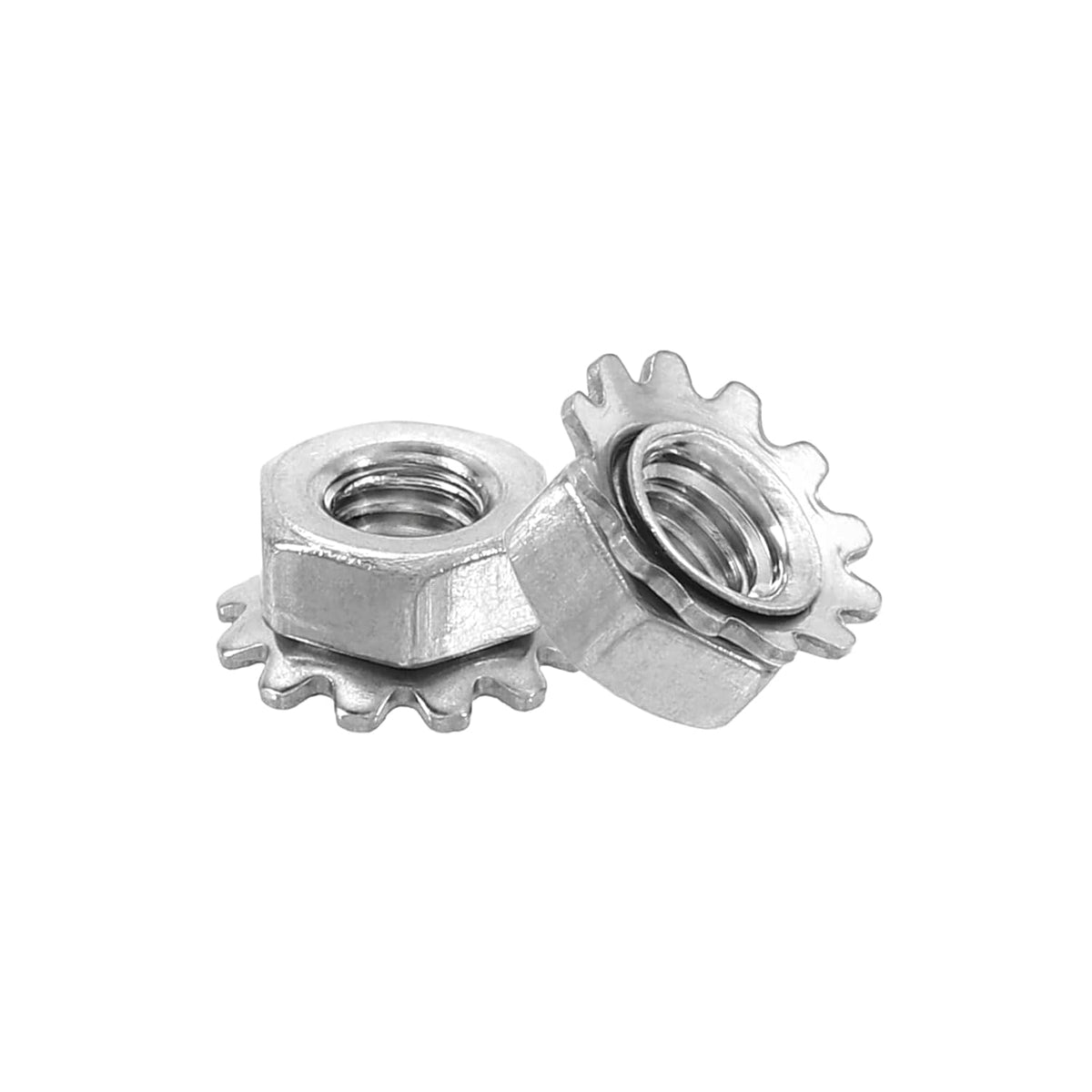 100Pcs M3 K-Lock Nut with External Tooth Washer, 304 Stainless Steel Star Locking Nuts Washers, Silver
