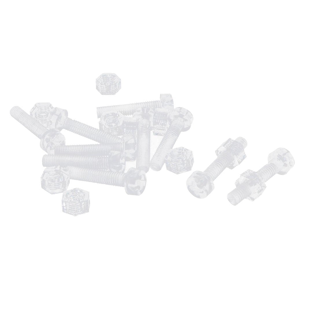 M3 x 15mm Plastic Hex Nuts Phillips Pan Head Screw Bolt Clear 10pcs