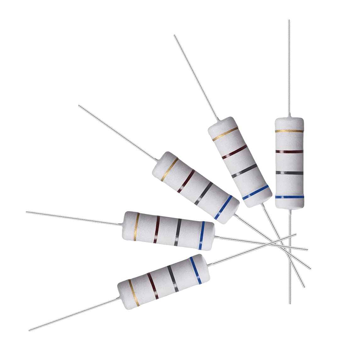 10Pcs 680 Ohm Resistor, 5W 5% Tolerance Metal Oxide Film Resistors, Axial Lead, Flame Proof for DIY Electronic Projects and Experiments
