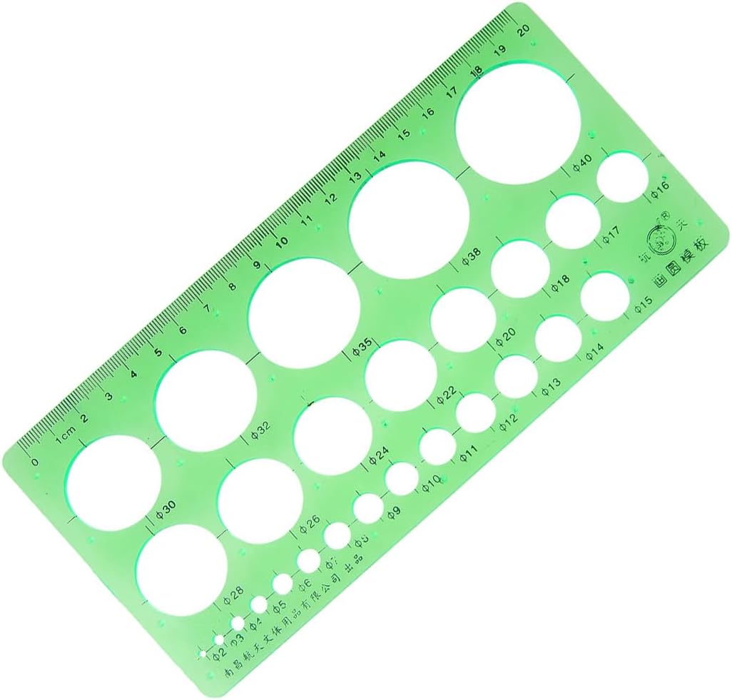 Plastic Hollow Out Drawing Circle Template Ruler, Clear Green