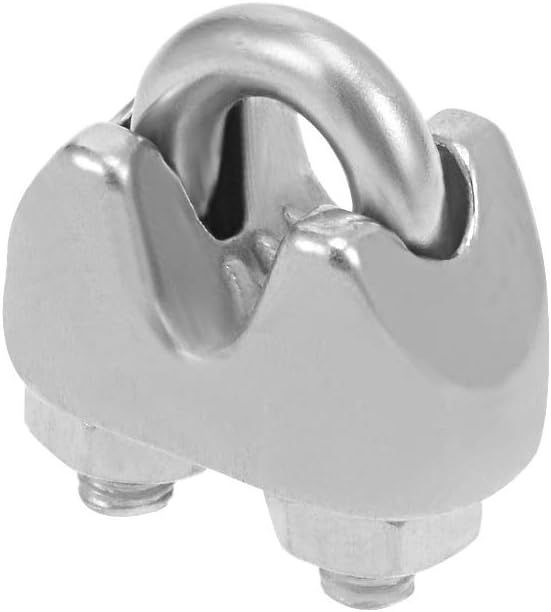 10Pcs Stainless Steel 2mm 1/16 Inch Wire Rope Clip Cable Clamp Fastener Silver Tone