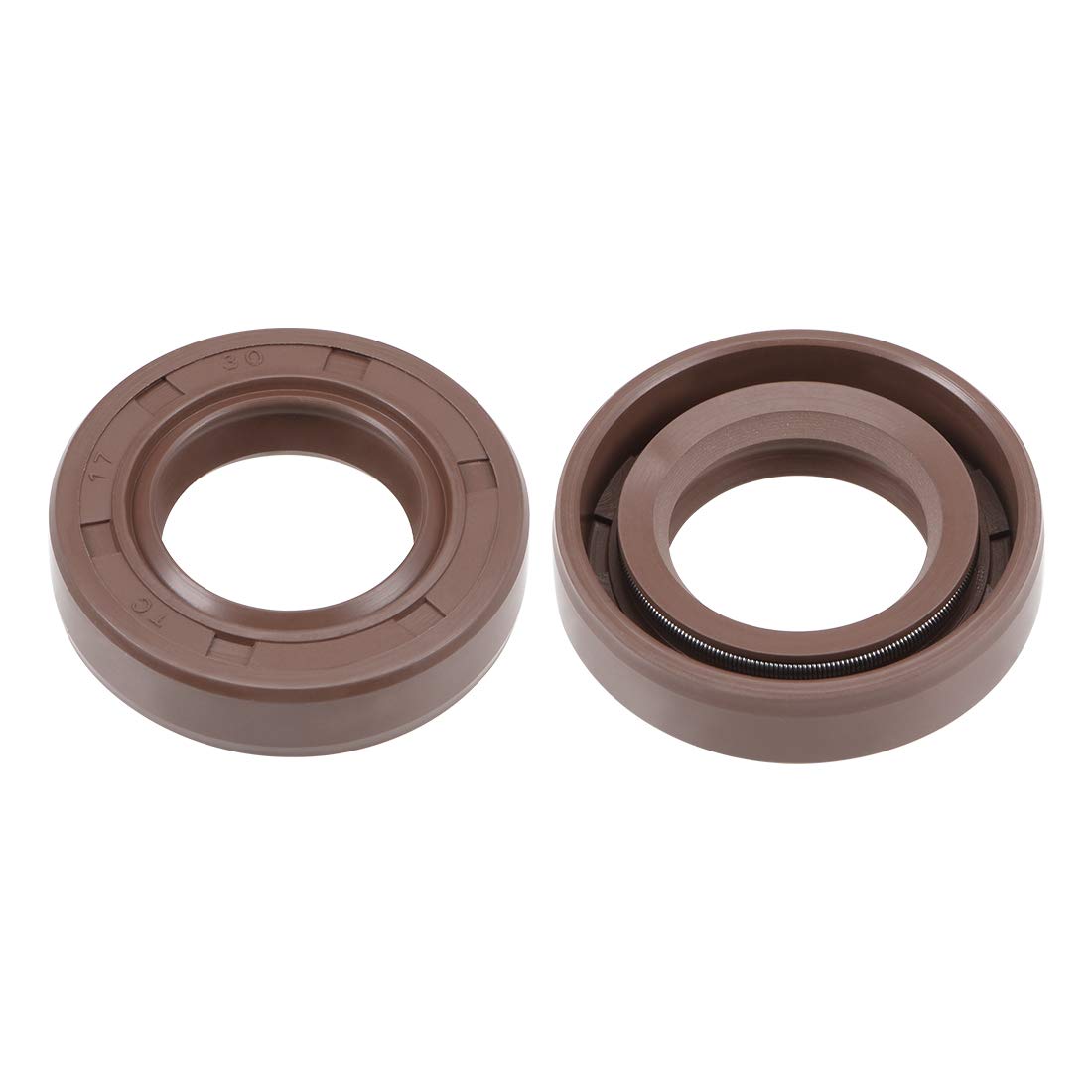 Oil Seal 17mm Inner Dia 30mm OD 7mm Thick Fluorine Rubber Double Lip Seals 2Pcs