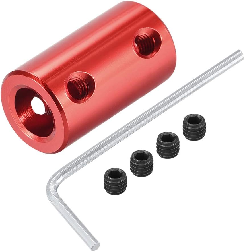 4mm to 8mm Bore Rigid Coupling Set Screw L25XD14 Aluminum Alloy,Shaft Coupler Connector,Motor Accessories,Dark Red