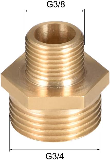 Brass Male to Male Straight Pipe Reducing Hex Fitting G3/8 x G3/4 Male Connector 4pcs