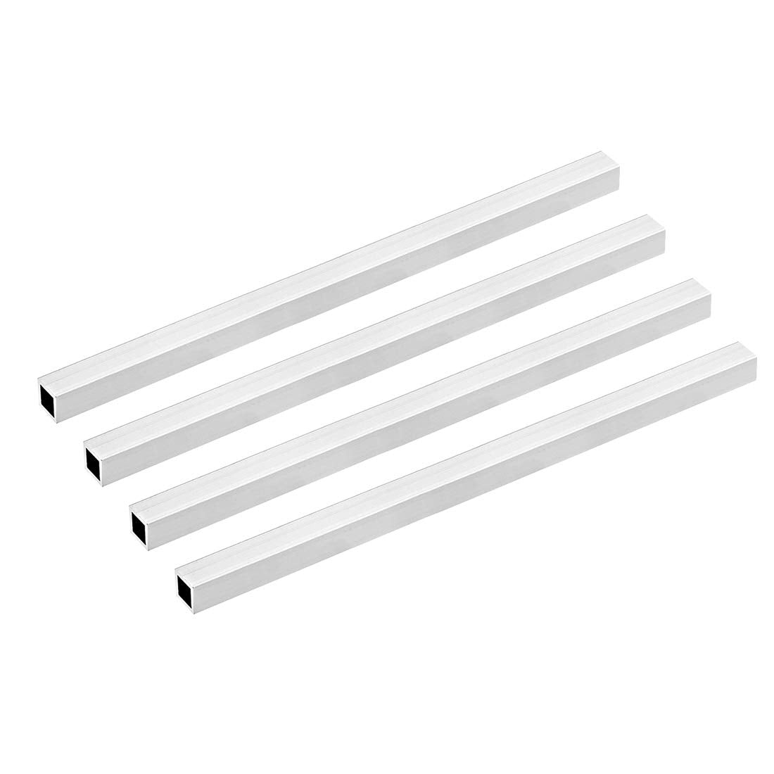 6063 Aluminum Square Tube, 15mmx15mmx1.5mm Wall Thickness 300mm Length Seamless Straight Pipe Tubing 4 Pcs