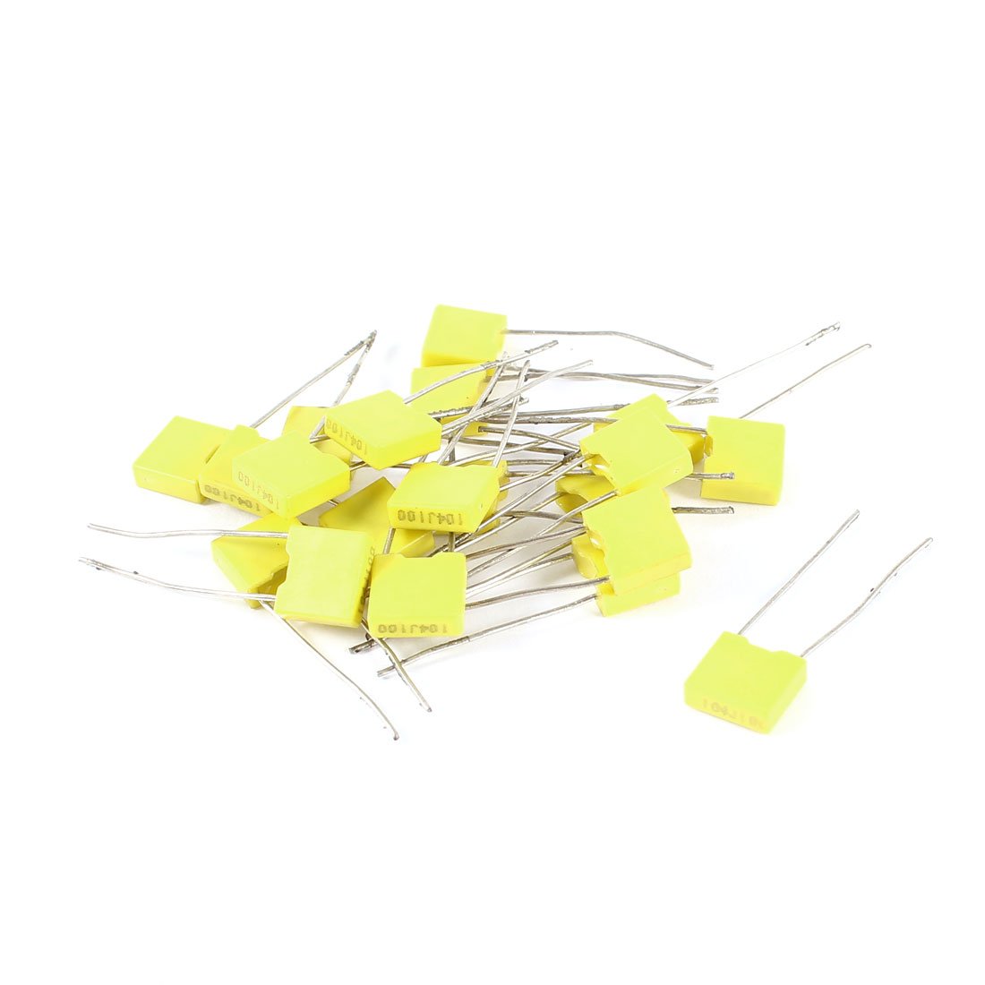 20 Pcs 100V 0.1uF 100NF Radial Lead Film Correction Capacitors Yellow