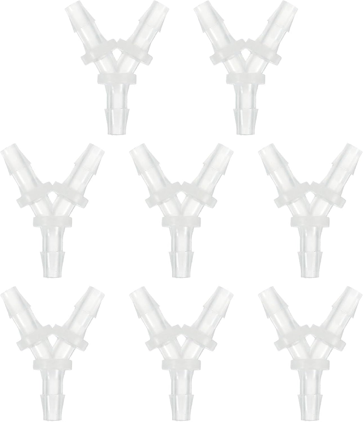 1/8" Hose Barb Fitting, 8 Pcs Equal Barbed Y Shaped 3 Way Plastic Splicer Joint Mender Adapter Union Fitting for Air Line Tubing Pipe Household Fuel Gas Liquid