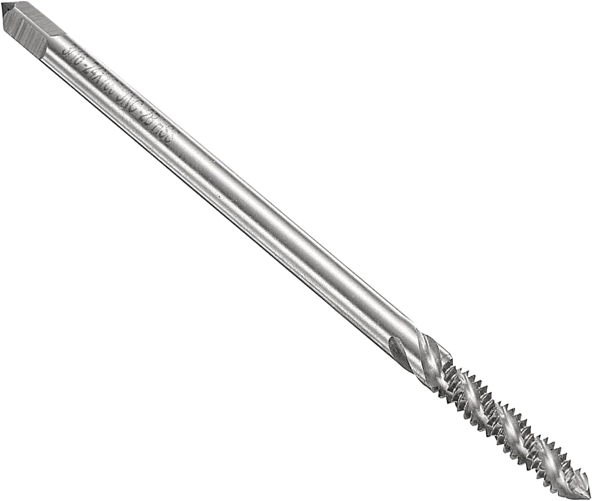 Spiral Flute Thread Taps 3/16-24 UNC 2B Machine Threading Tap Bit, Uncoated Screw Tapping Repair Tool, M2 High-Speed Steel (HSS)
