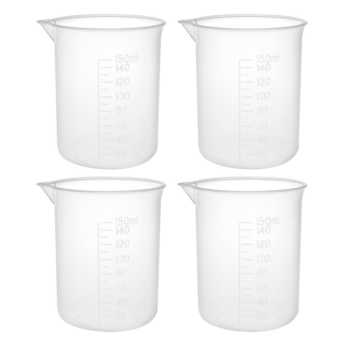 Measuring Cup 150ml PP Plastic Graduated Beaker Transparent for Lab Kitchen liquids 4pcs