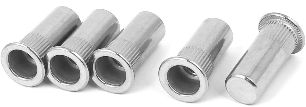 M8x27mm 304 Stainless Steel Straight Knurled Closed End Rivet Nut Fastener 5pcs