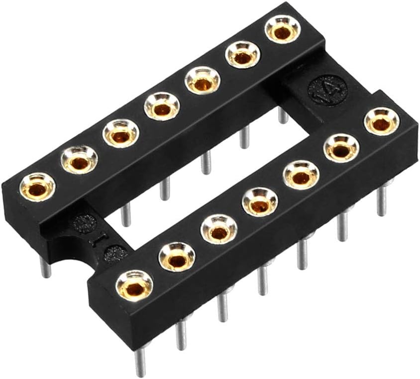 2pcs DIP IC Chip Socket Adaptor Solder Type 2.54mm Pitch Dual Row 14 Round Pin 7.6mm Row Pitch