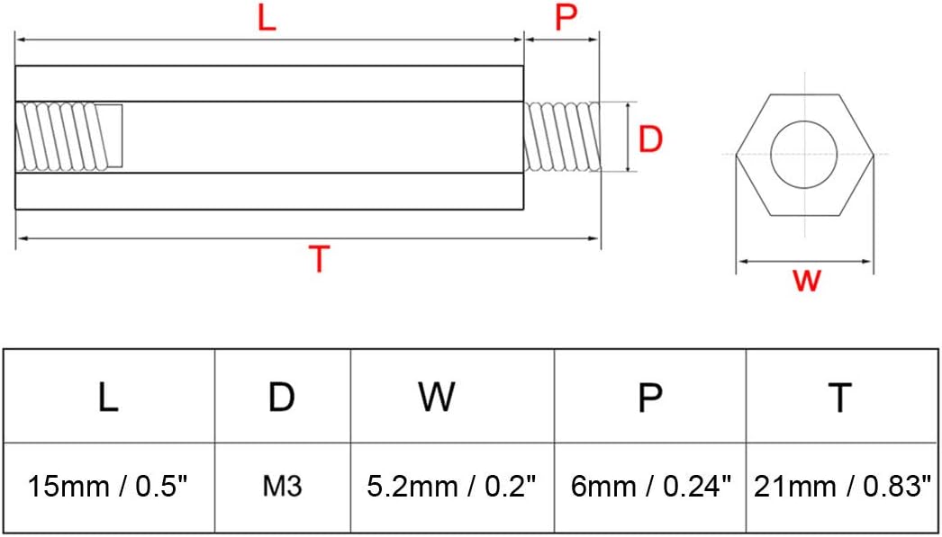 20pcs M3 15+6mm Female Male Thread Brass Hex Standoff Spacer Screws PCB Pillar