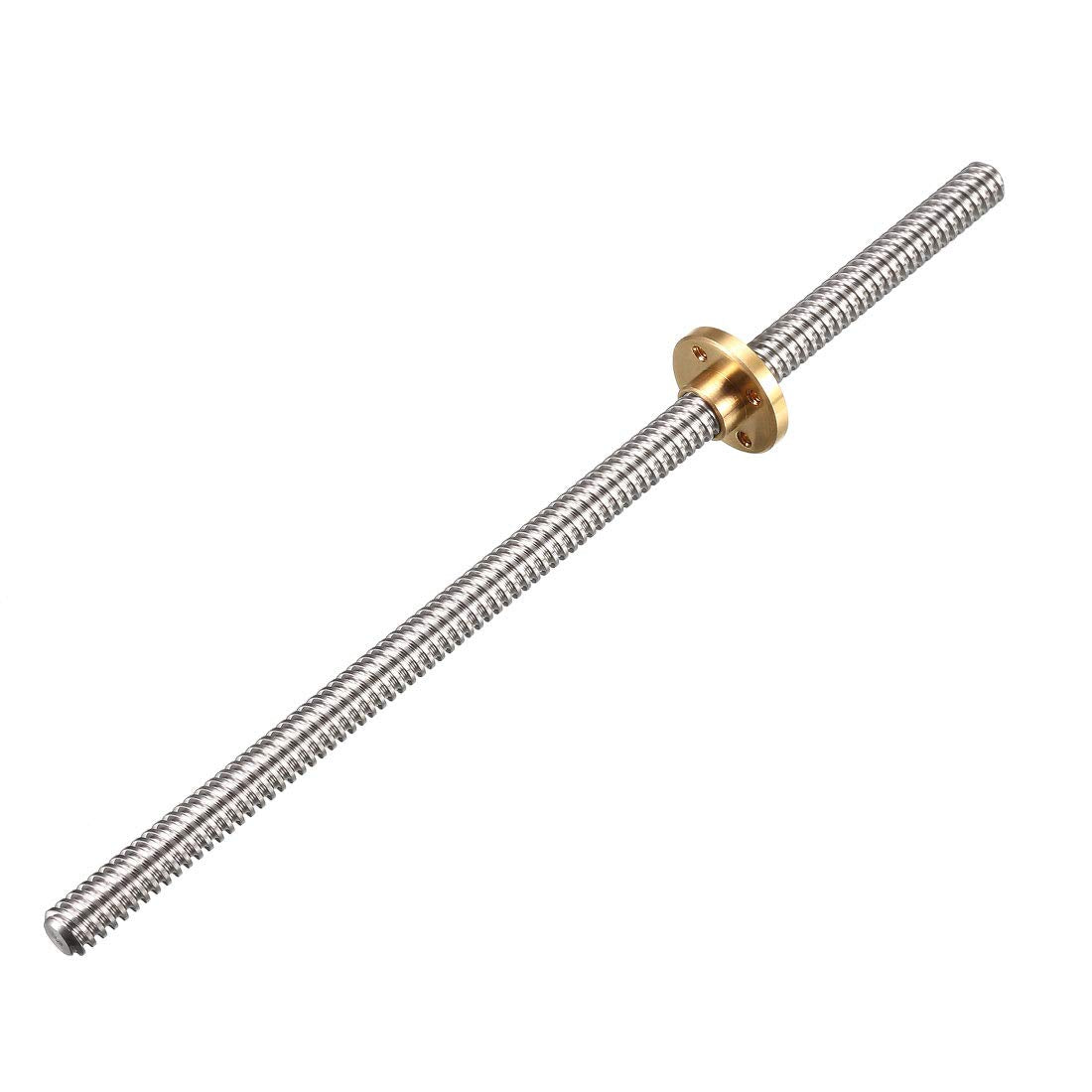 200mm Length T8 8mm Dia Lead Screw Rod,4 Lead Stainless Steel Lead Screw Rod with Copper Nut Trapezoidal Thread for 3D Printer Z Axis
