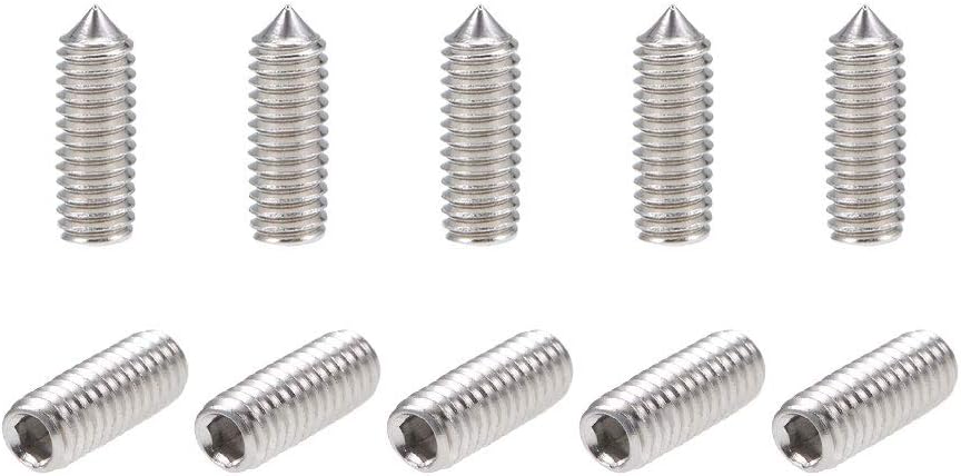 50Pcs M4x12mm Internal Hex Socket Set Grub Screws Cone Point 304 Stainless Steel Screw