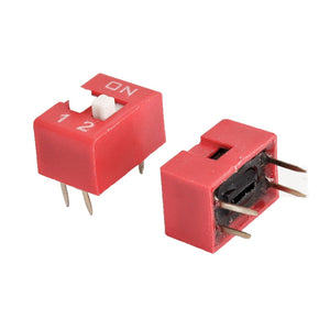 a13081200ux0739 Dual Row 4 Pin 2 Way 2.54 mm Pitch Dip Switches, Red