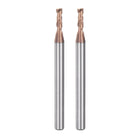 2pcs 2.5mm Dia 4mm Shank Square Nose End Mill 2 Flutes HRC55 Carbide AlTiN Coated CNC Router Bits Cutter Tools for End Milling CNC Machining