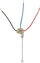interruptor de lâmpada de ventilador de 3 vias com corrente puxada de aço cromado (pacote de 1 conjunto)