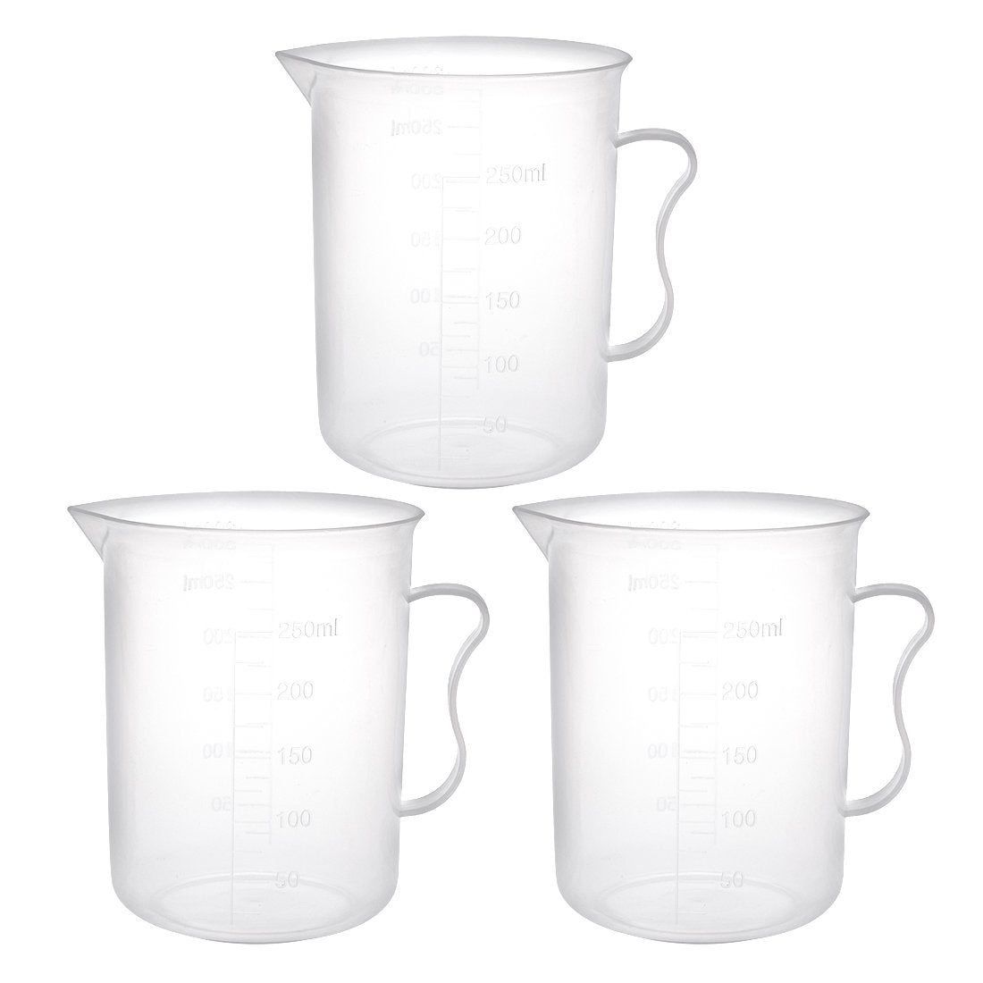 Measuring Cup 300ml PP Plastic Graduated Beaker Transparent with Handle for Lab Kitchen liquids 3pcs