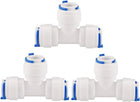 3/8 inches OD Tee-type Quick Connect Water Purifiers Tube Fittings Push in to Connector Filter RO Tubing Connector for RO Reverse Osmosis System 3pcs